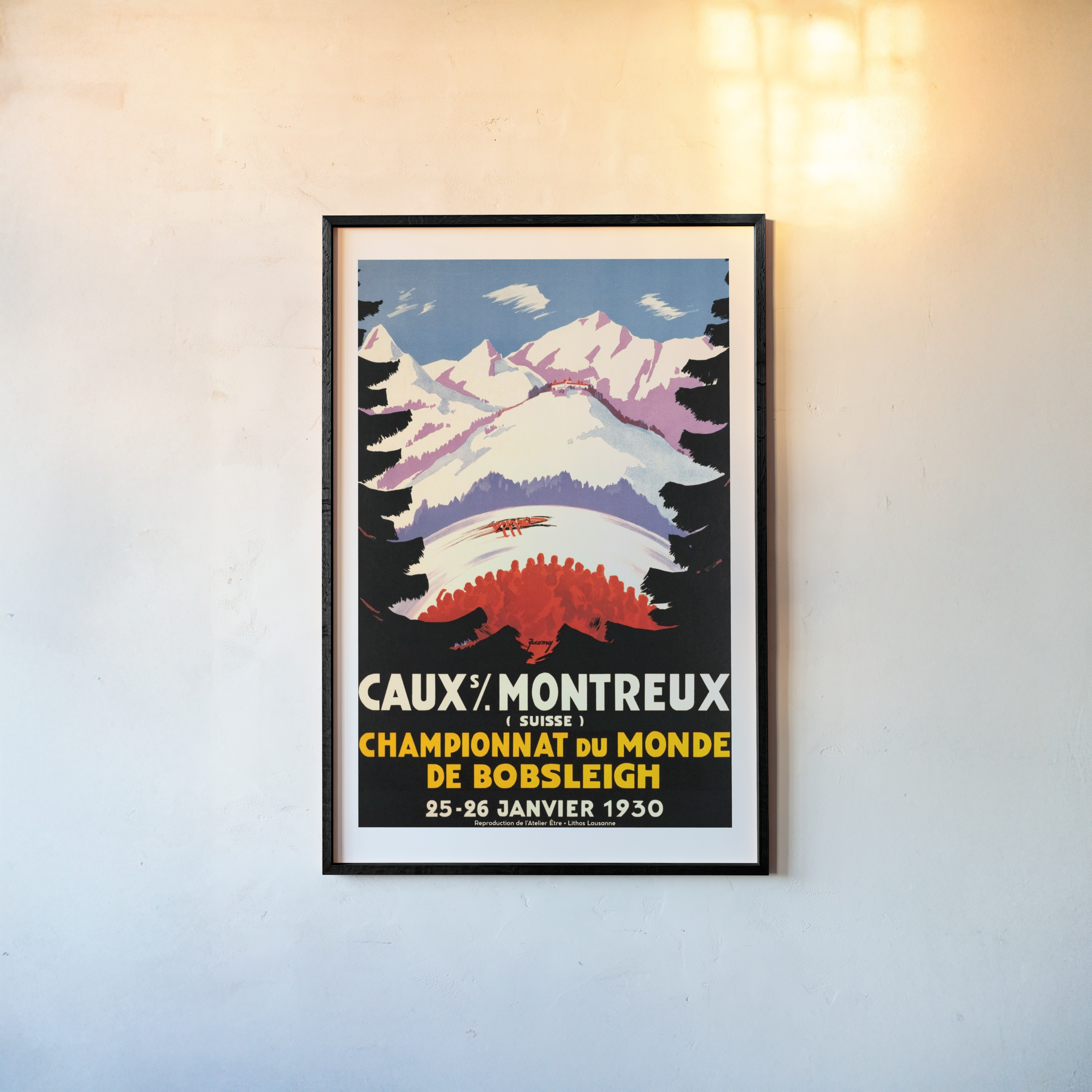 Framed poster of the Caux Montreux bobsled championship