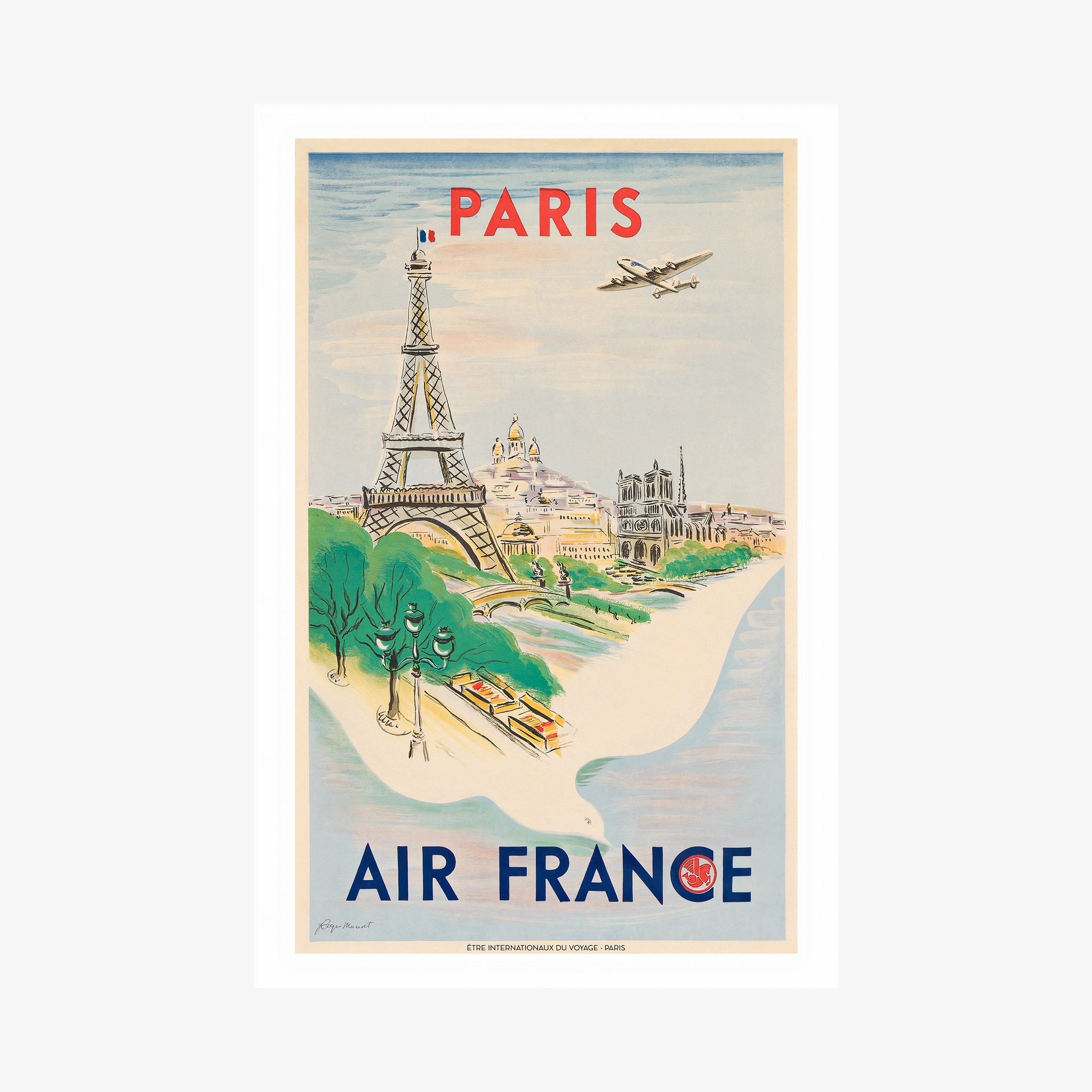 Air France poster of Paris on a wall