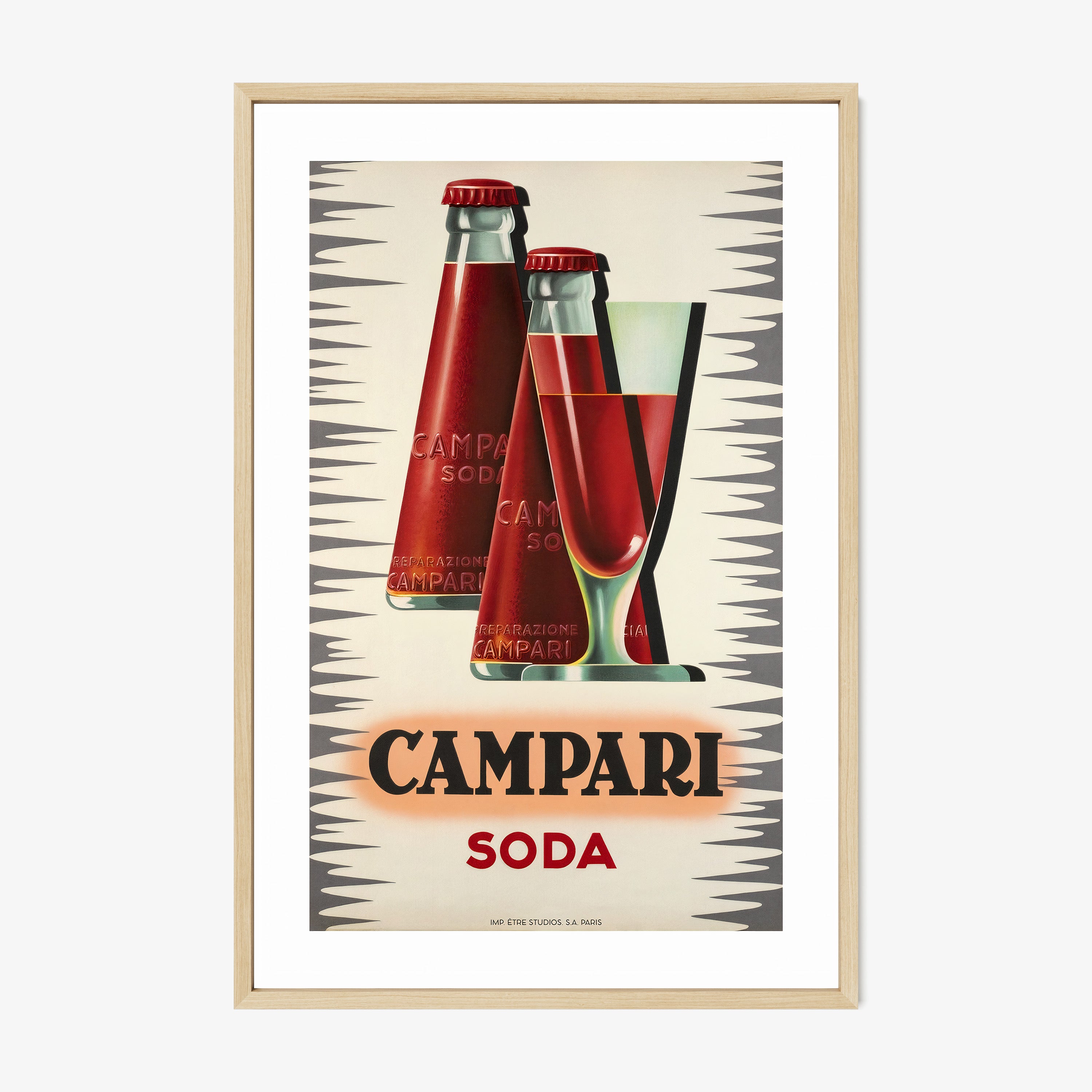 A framed poster features "Campari Soda"
