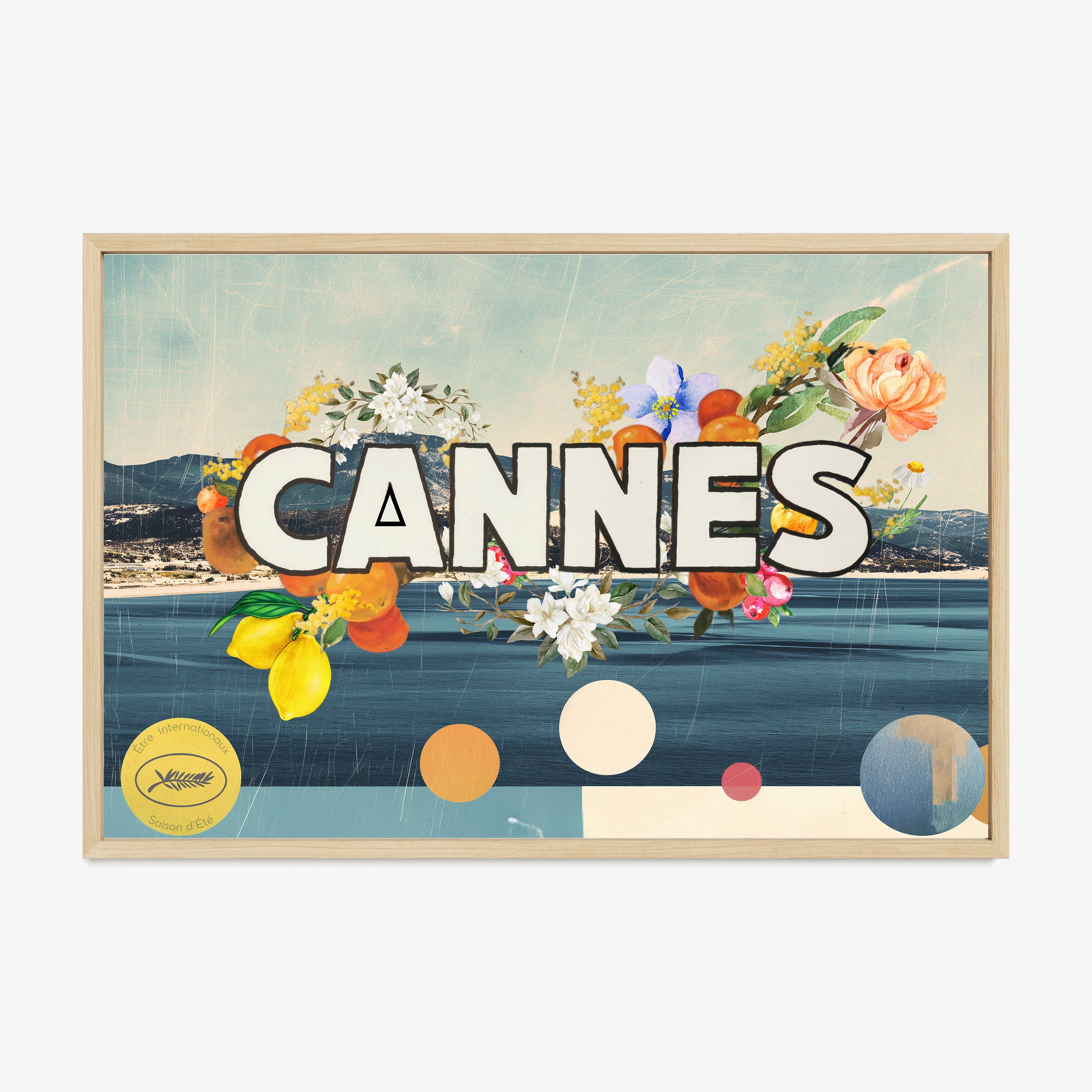 Framed "Cannes" Poster hanging on a light background