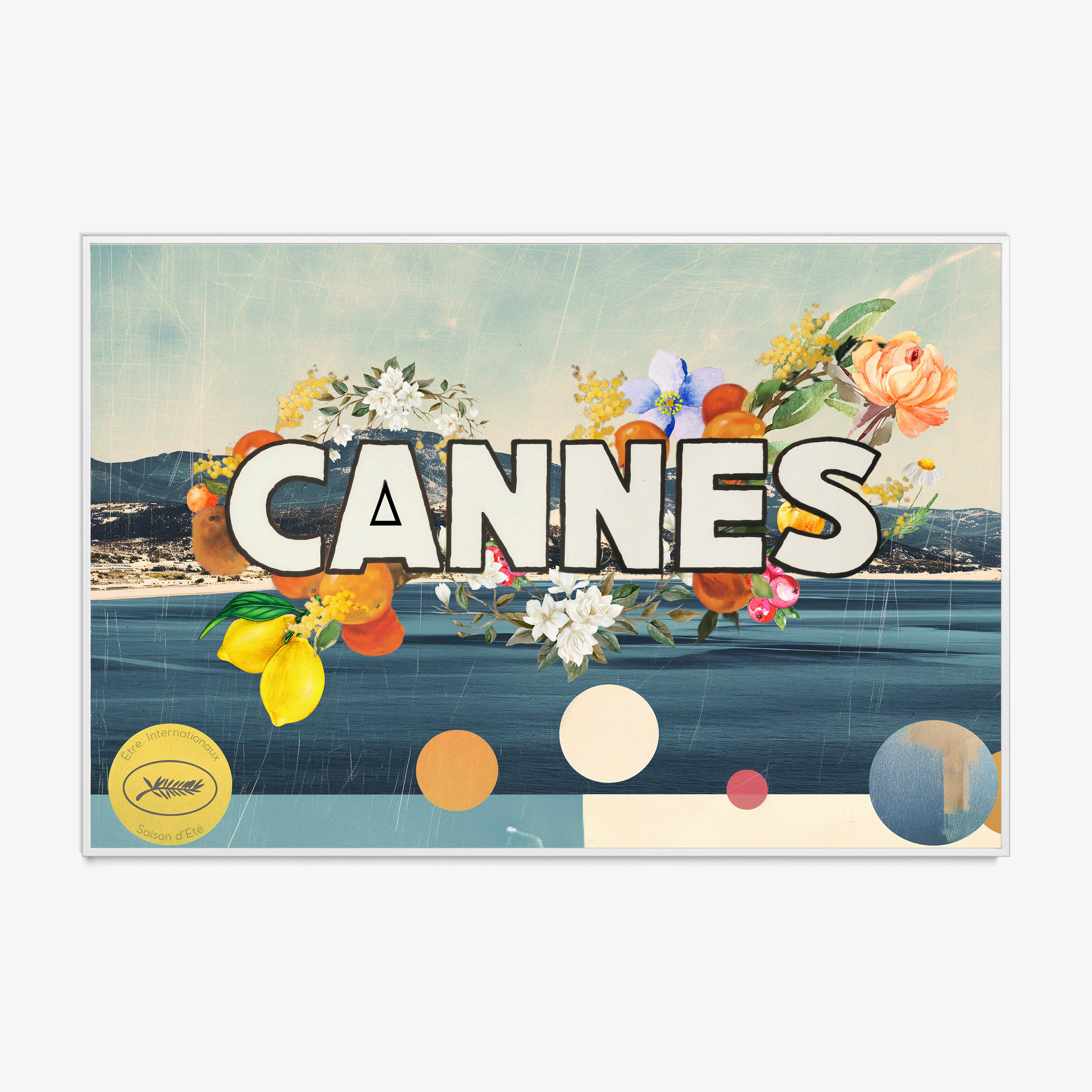 Framed "Cannes" Poster hanging on a light background