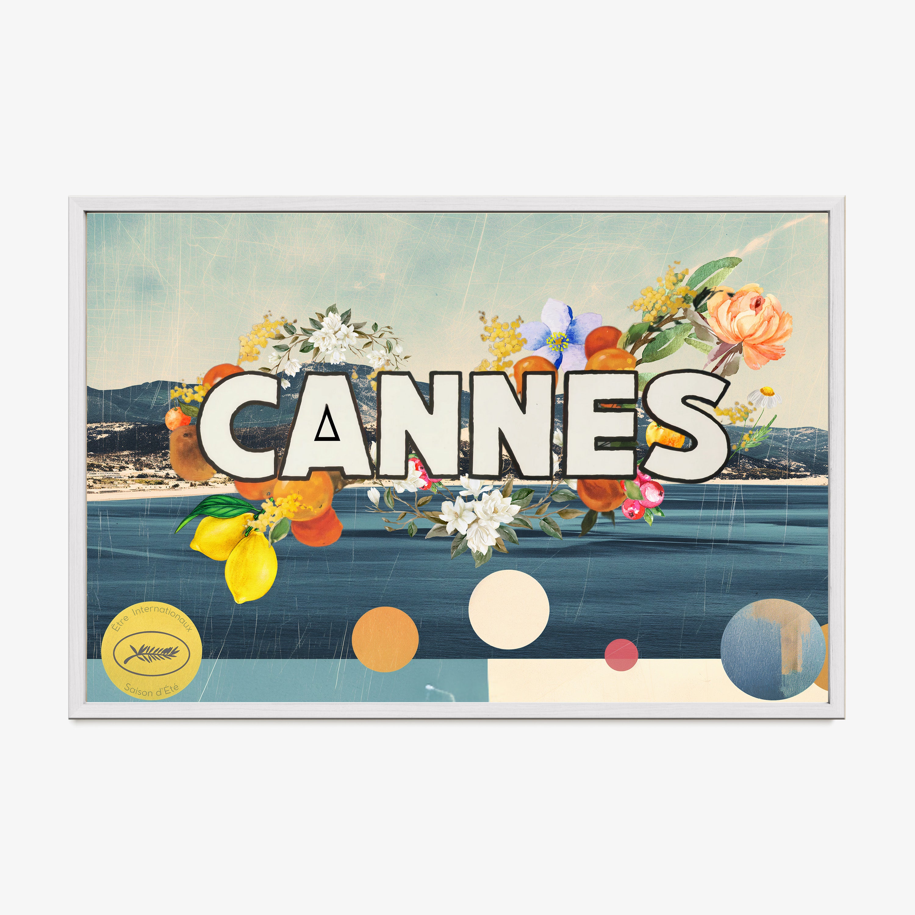 Framed "Cannes" Poster hanging on a light background