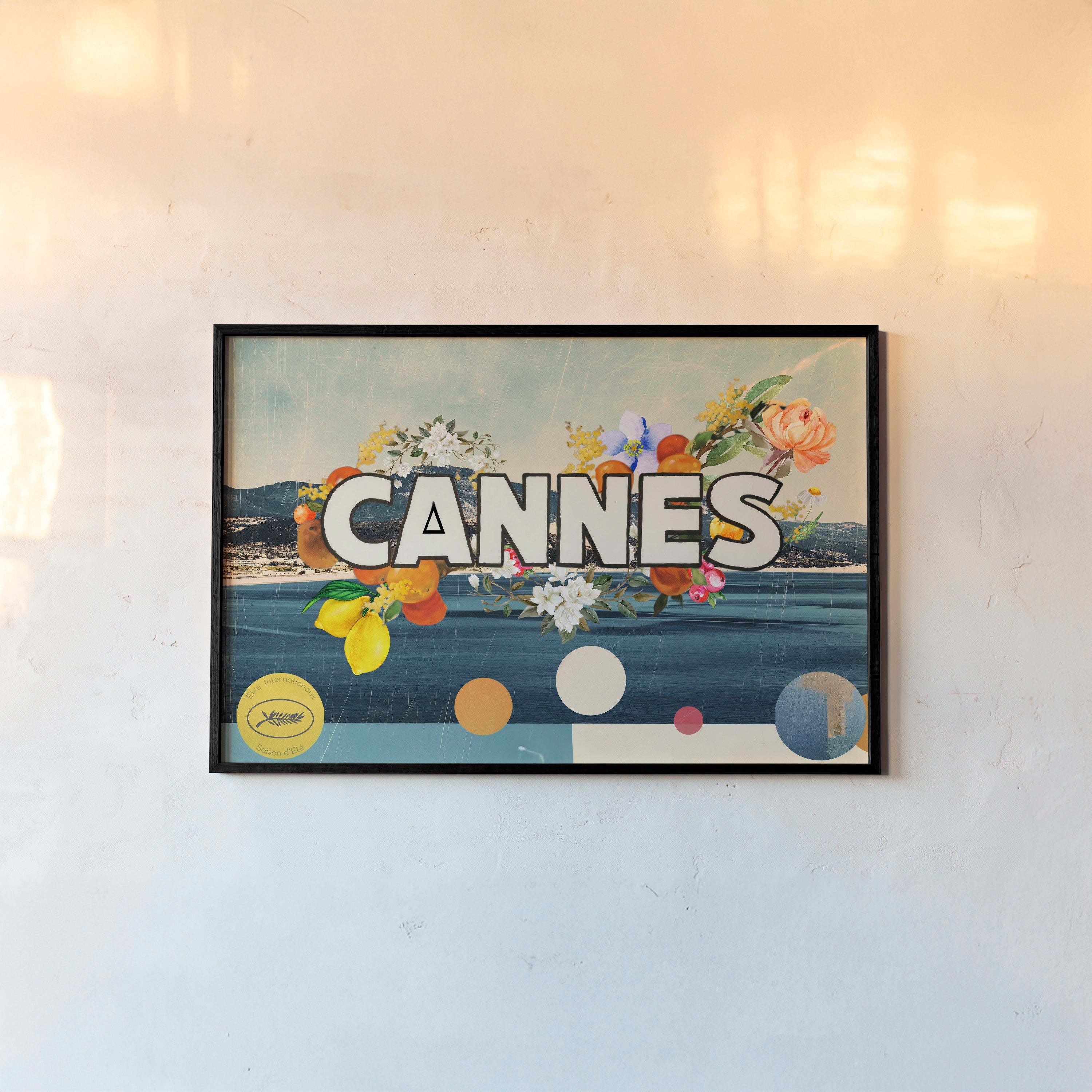 Framed "Cannes" Poster hanging on a light background