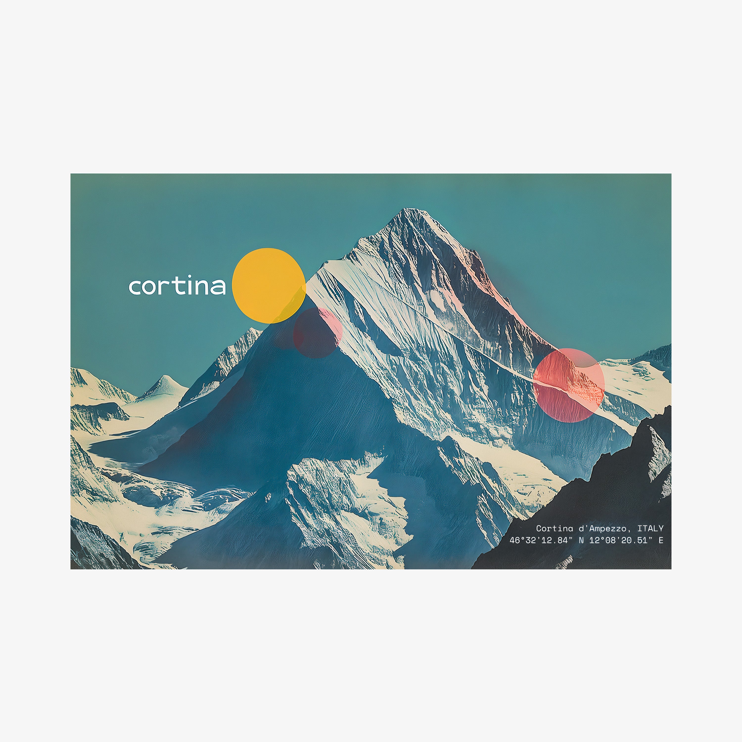 Poster of Cortina ski mountain hanging on a light background