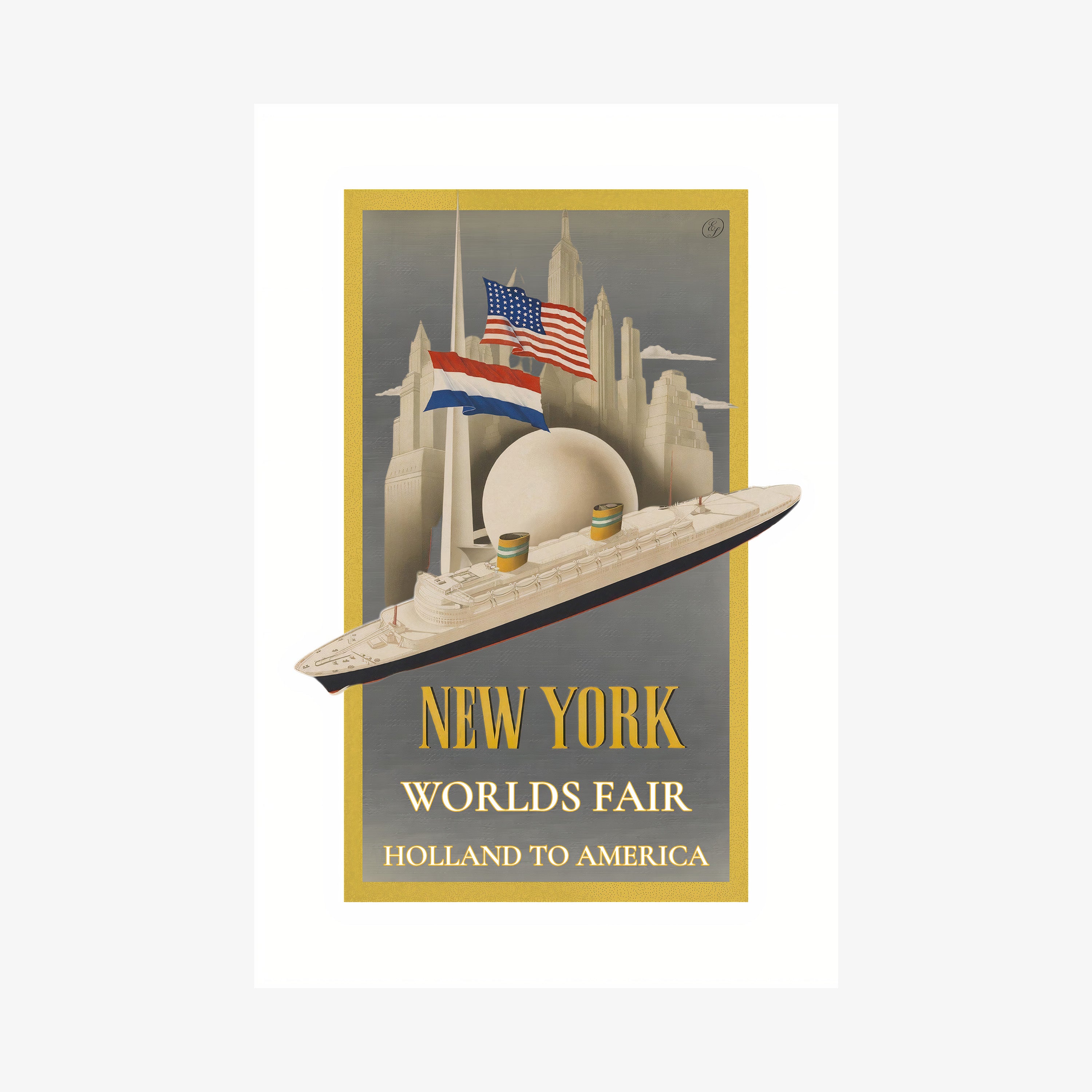 A poster features a Holland to America worlds fair poster