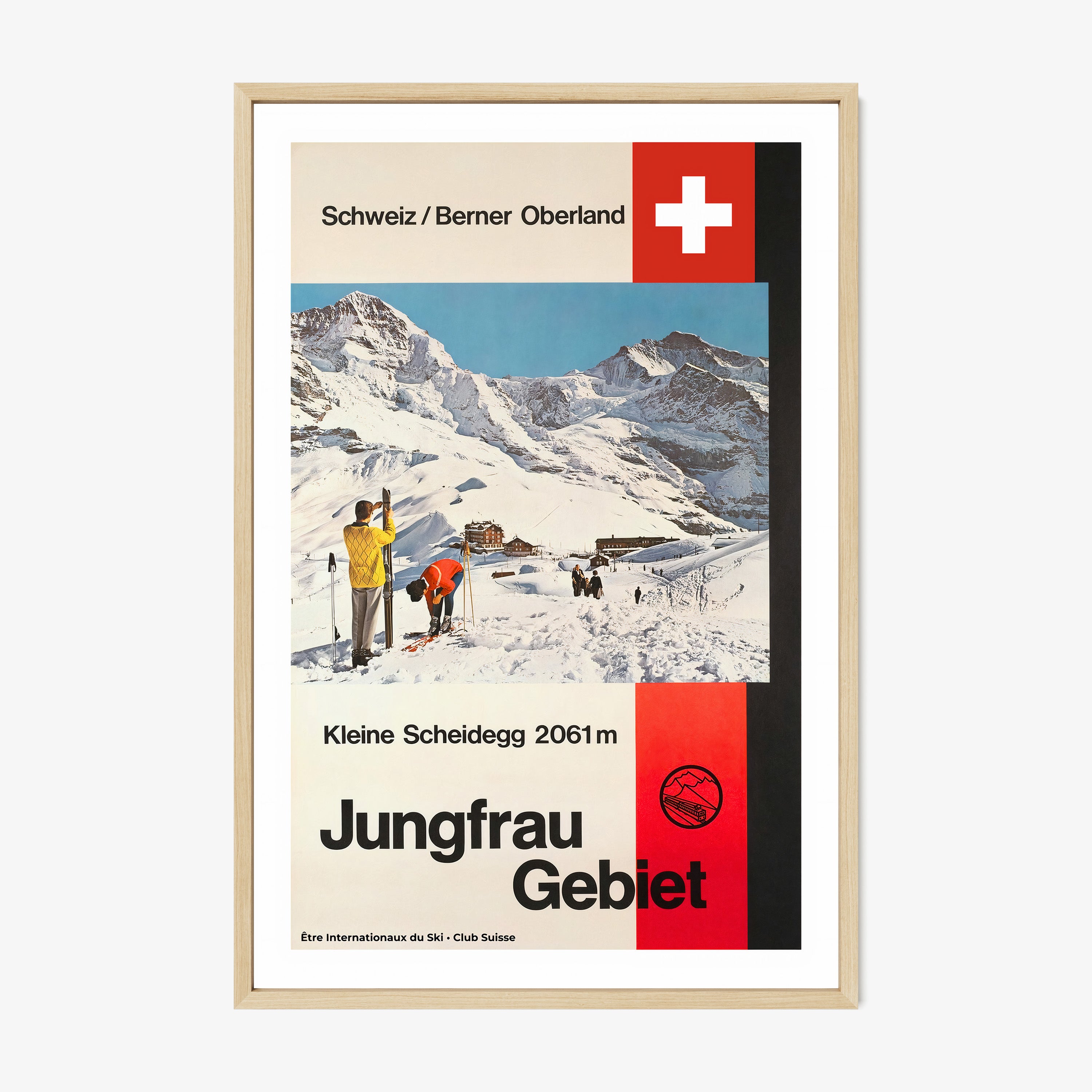 Framed poster of a Switzerland ski area named "Jungfrau Gebiet"