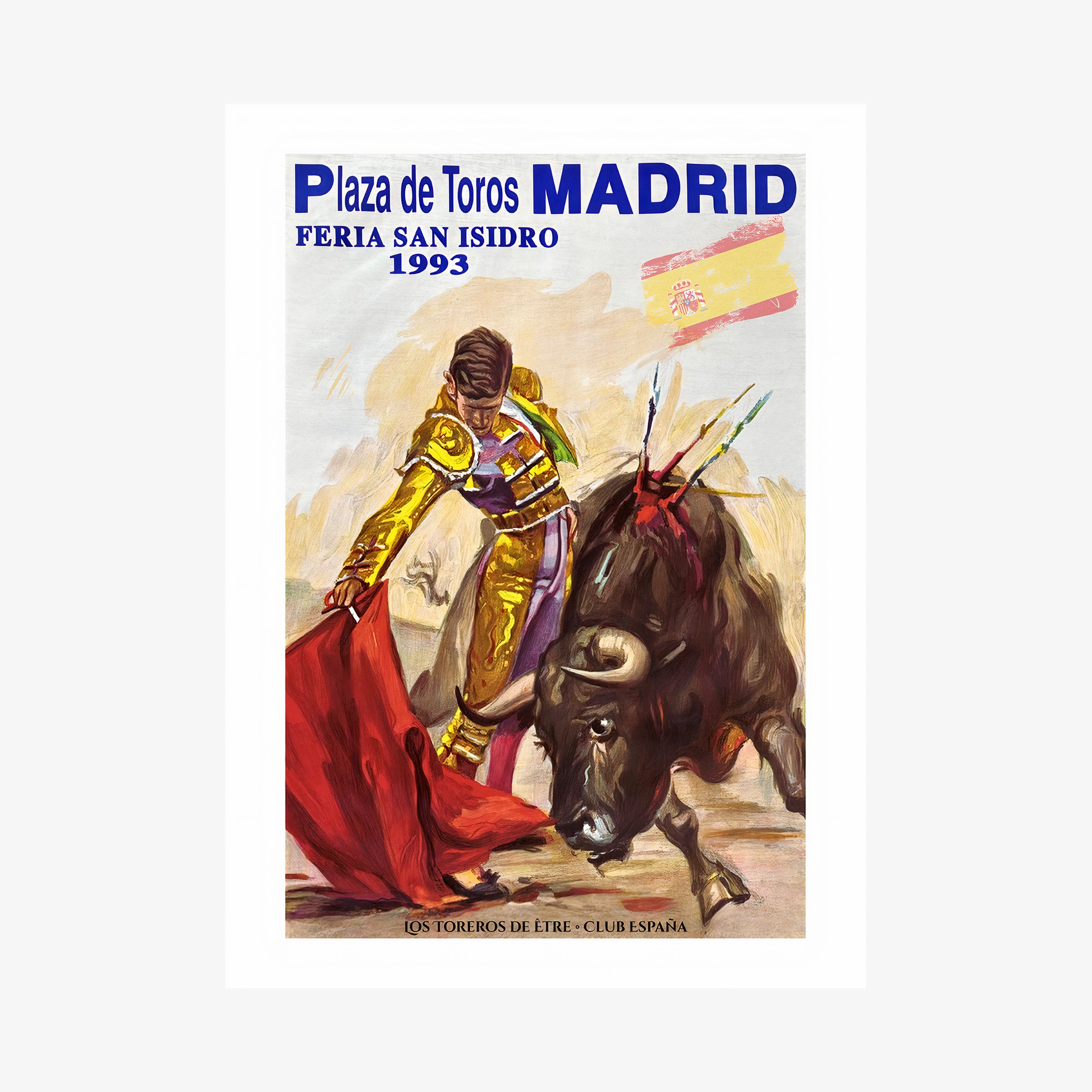 Poster of a bullfighter from Madrid hanging on a light background