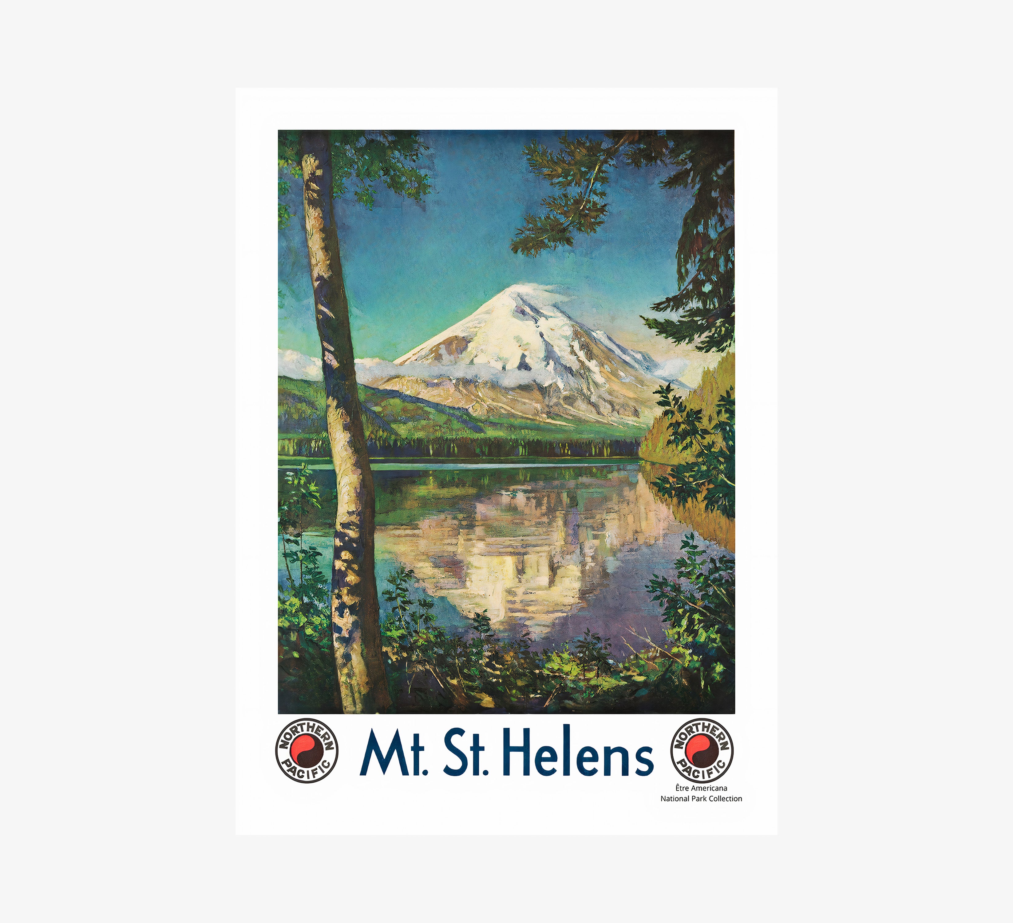 Poster of Mt. St. Helens hanging on a light background