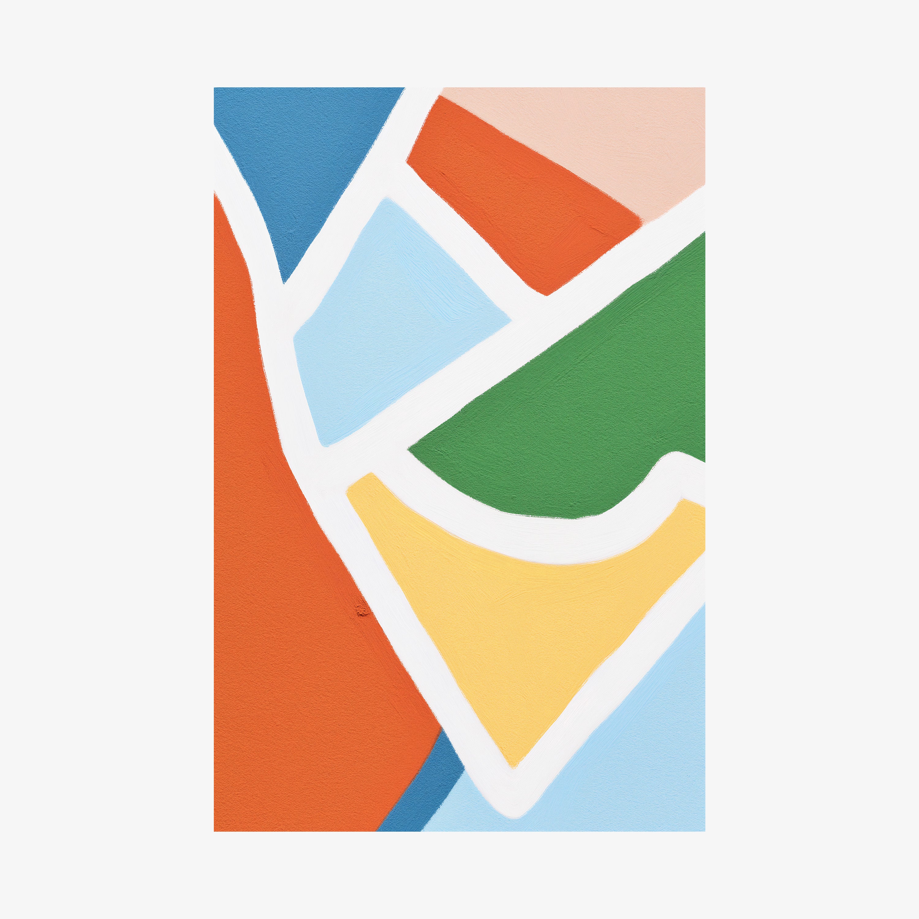 Abstract color pattern on a poster hanging on a light background