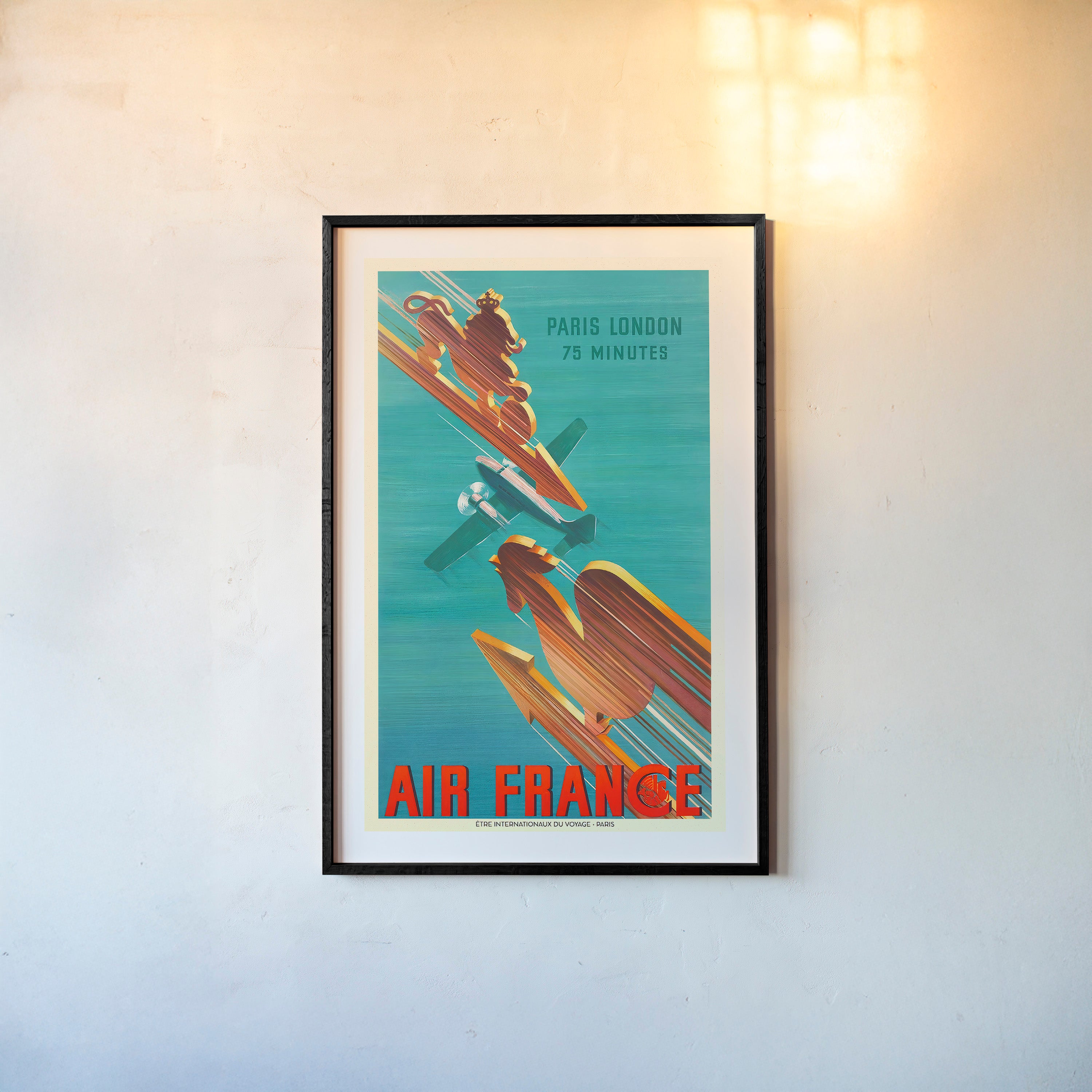 Framed Air France poster on a wall