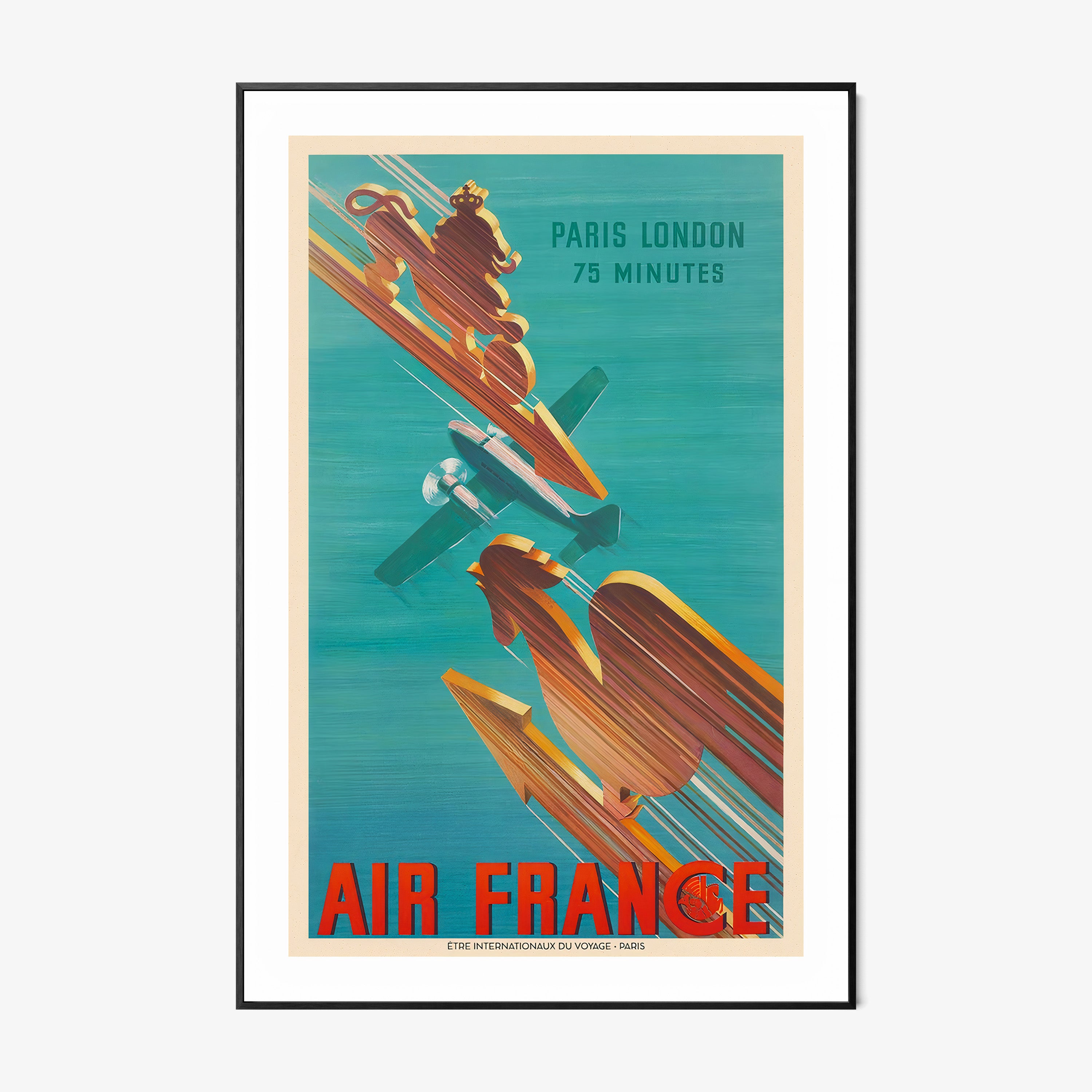 Framed Air France poster on a wall