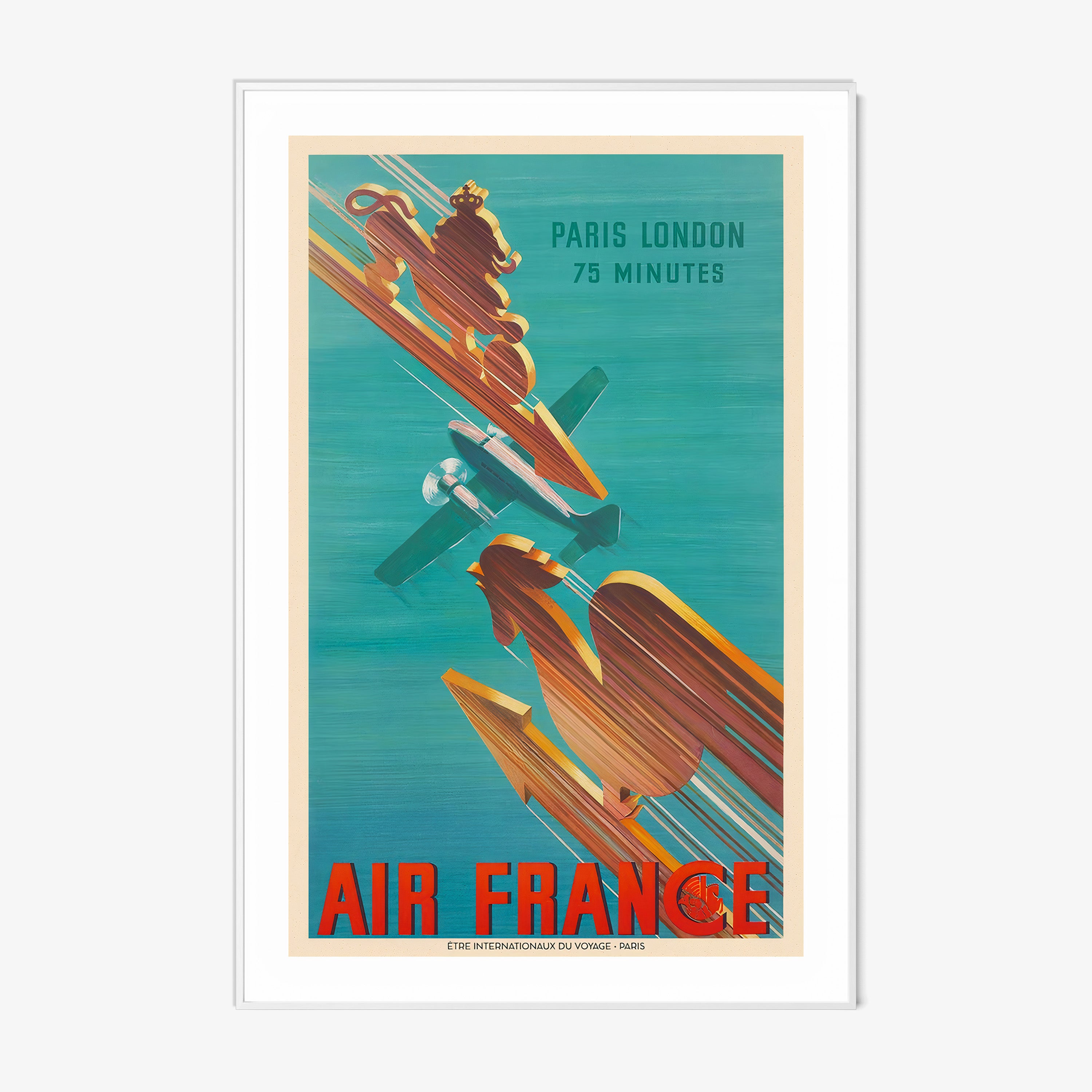 Framed Air France poster on a wall