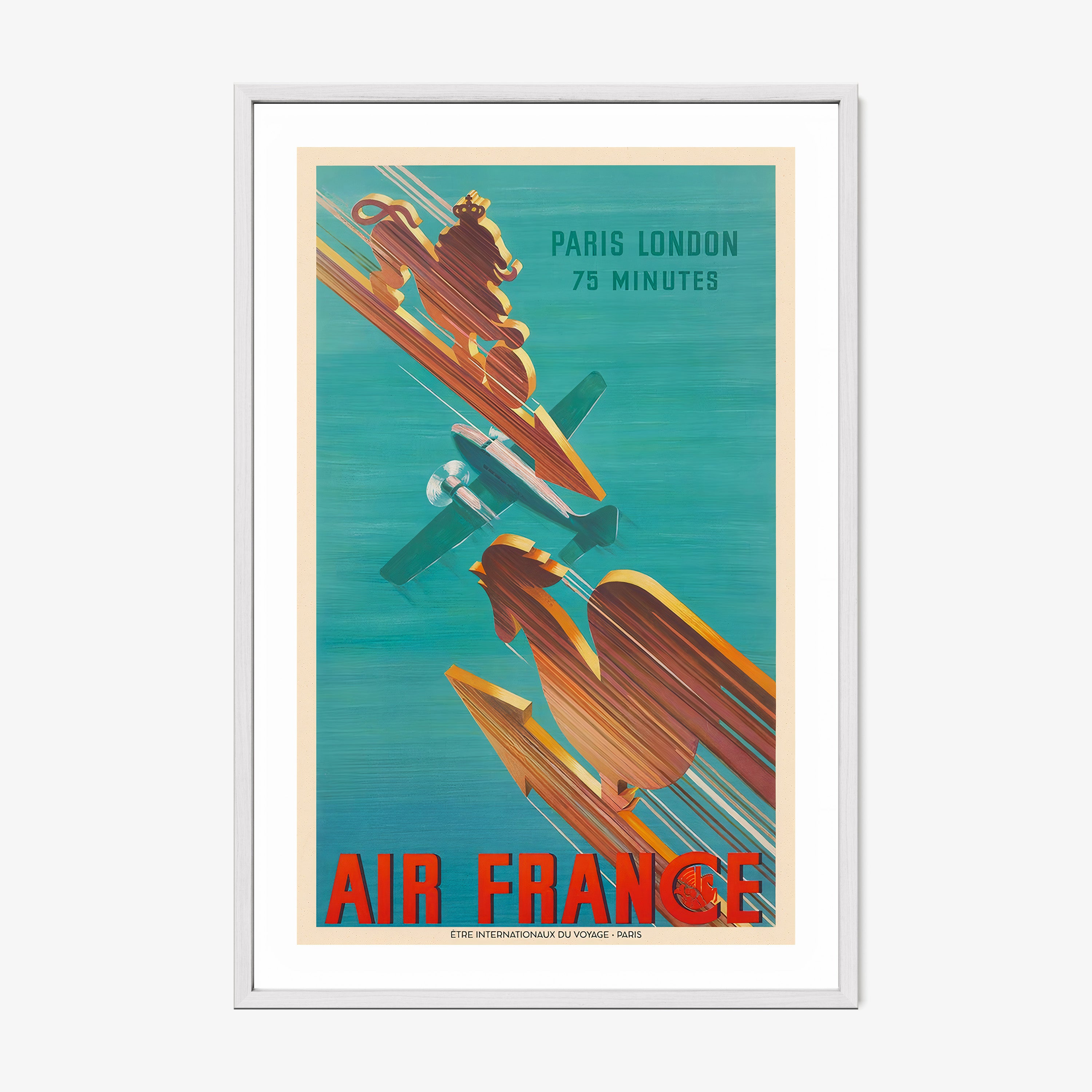 Framed Air France poster on a wall