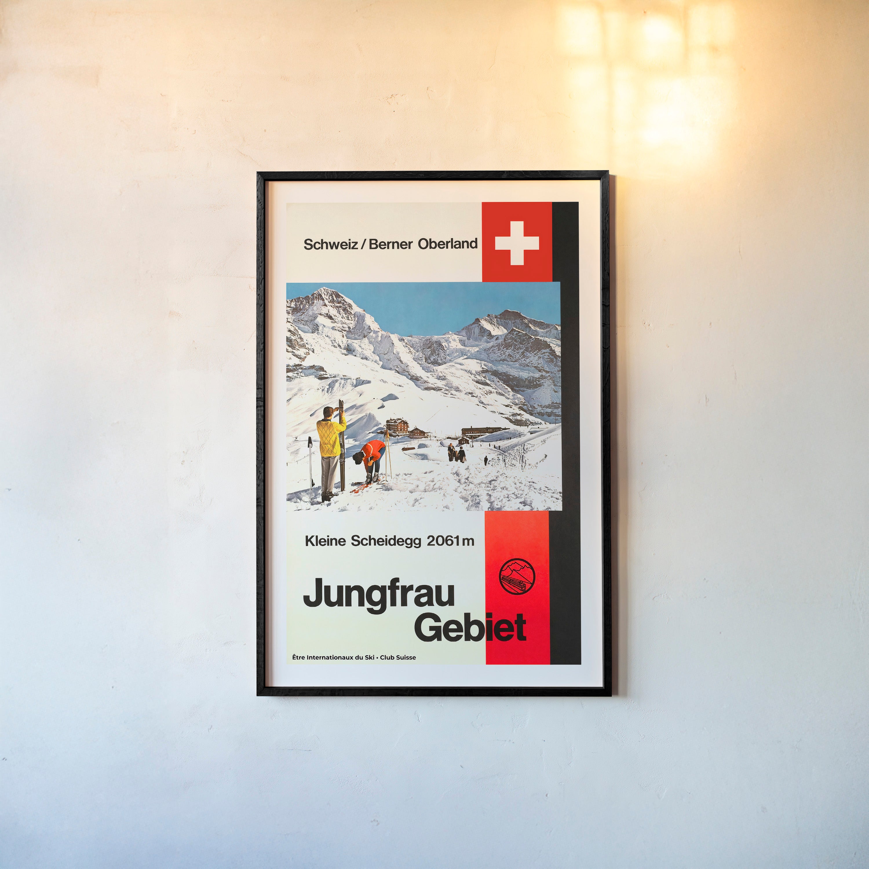 Framed poster of a Switzerland ski area named "Jungfrau Gebiet"