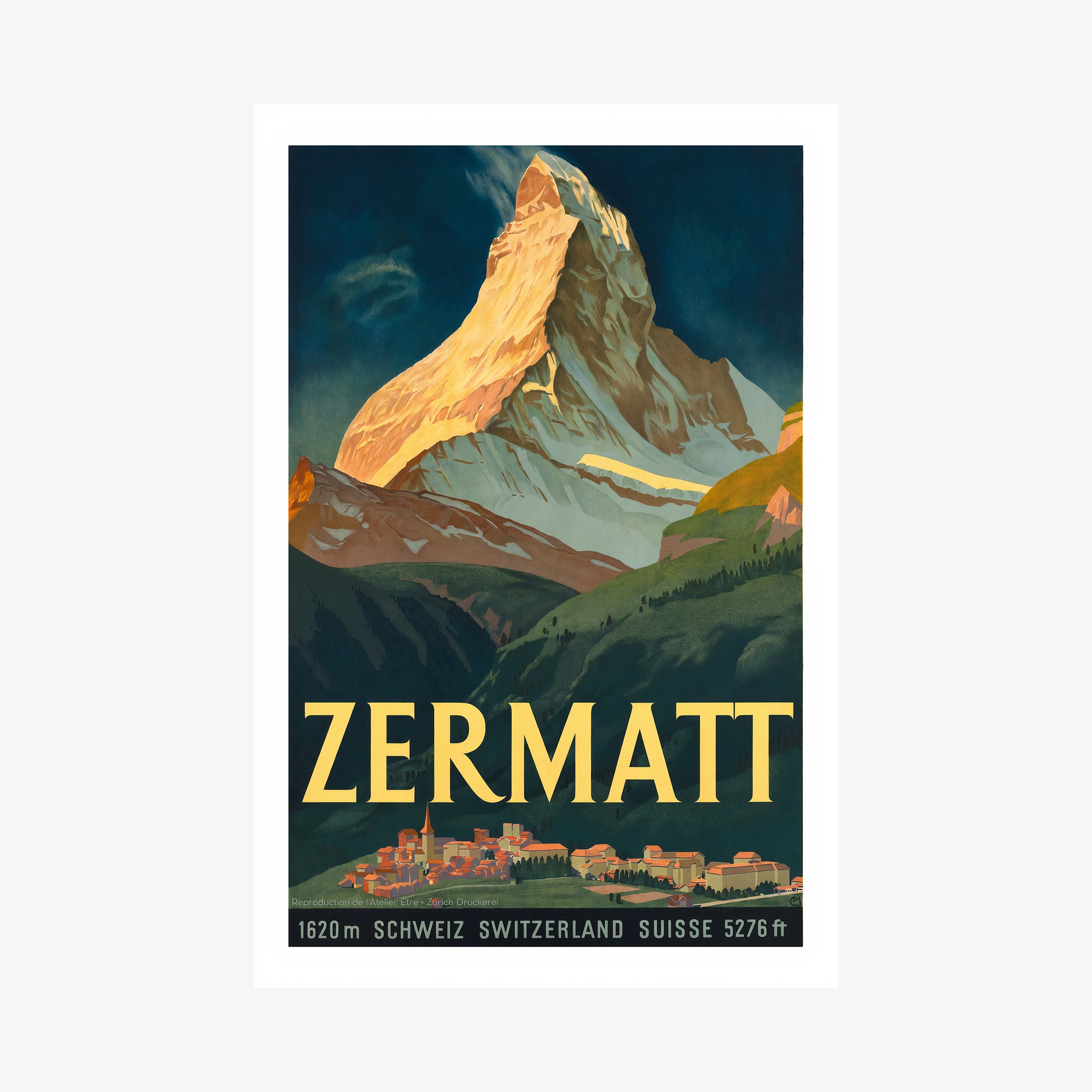Poster of Zermatt hanging on a light background