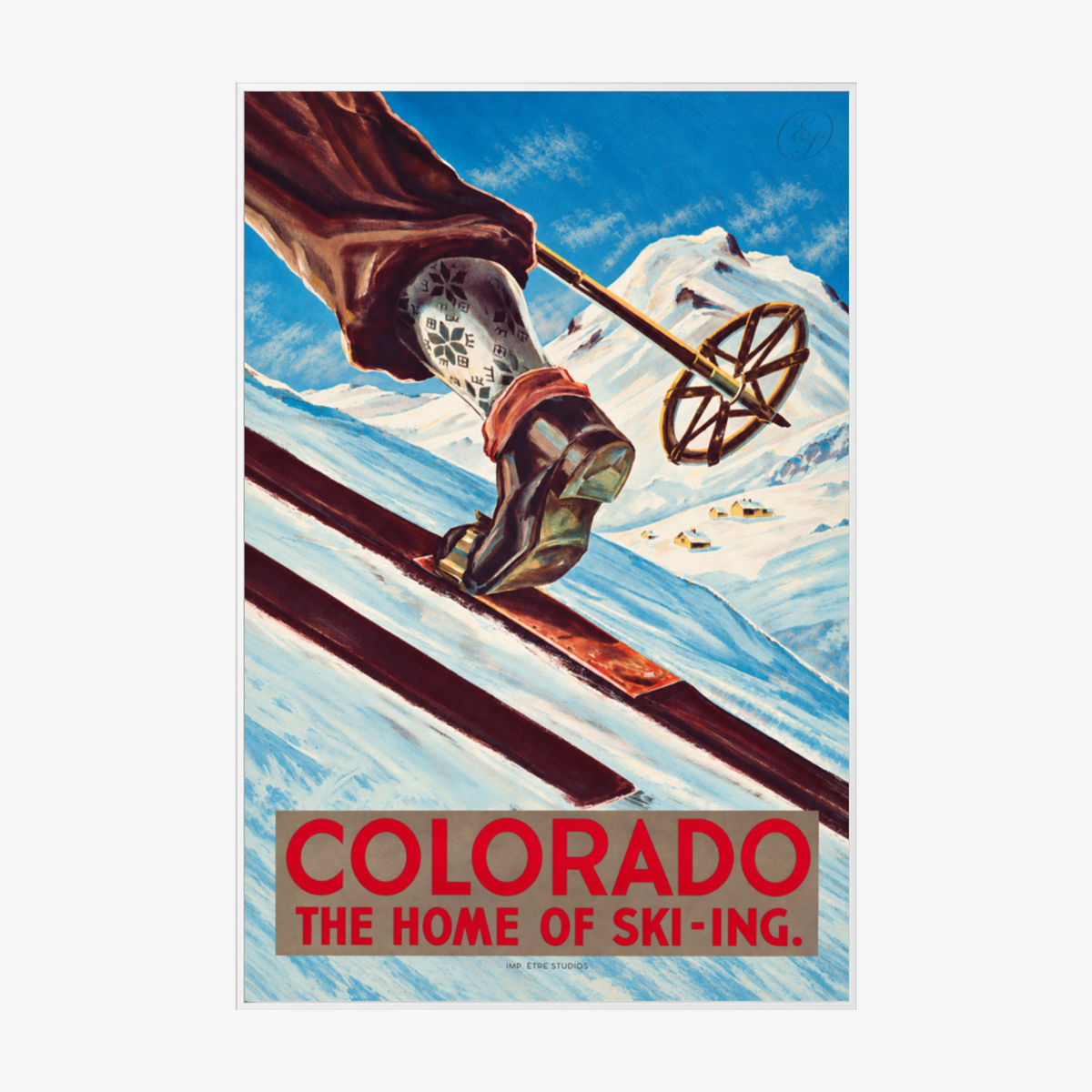 Colorado Home of Ski White Metal Frame