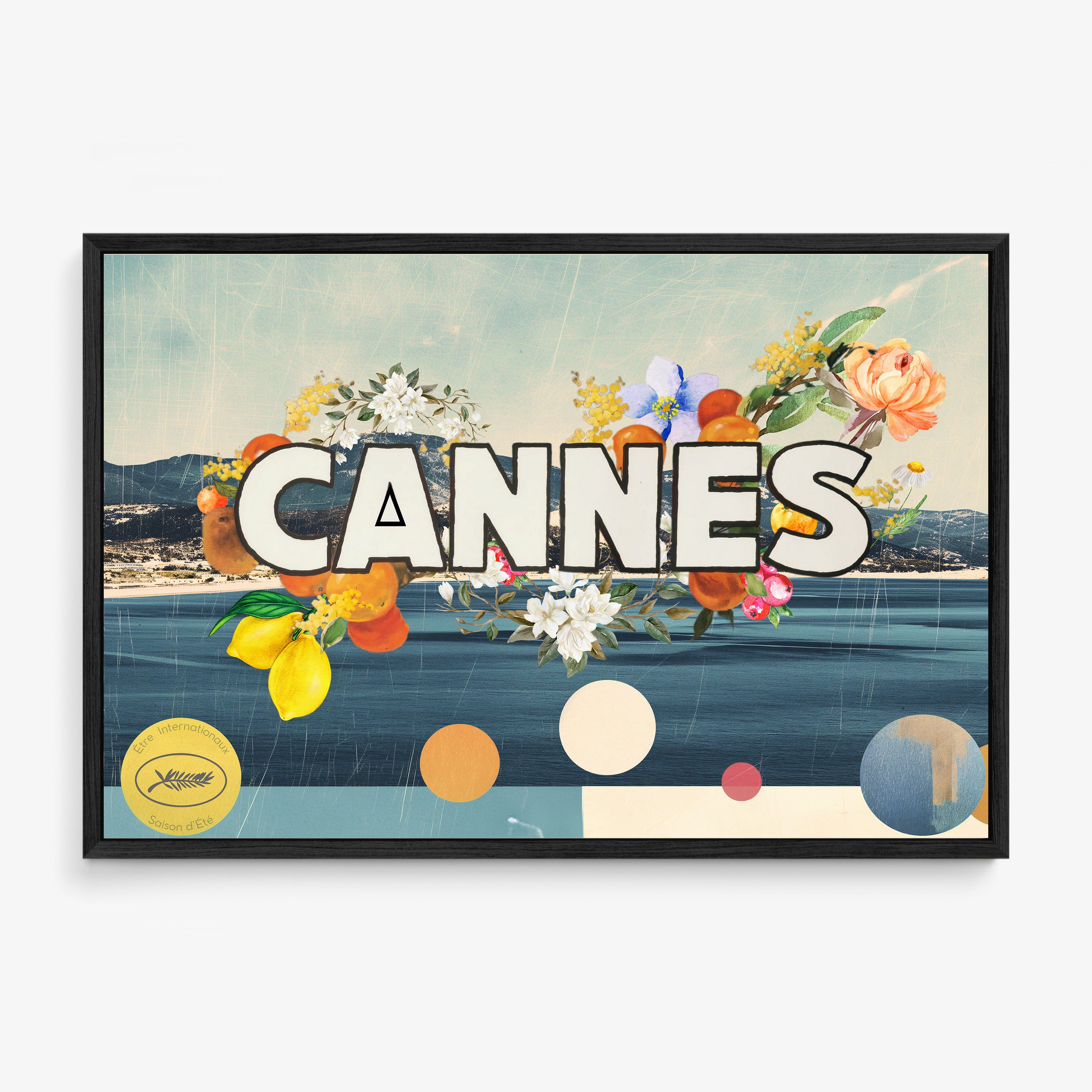 Framed "Cannes" Poster hanging on a light background