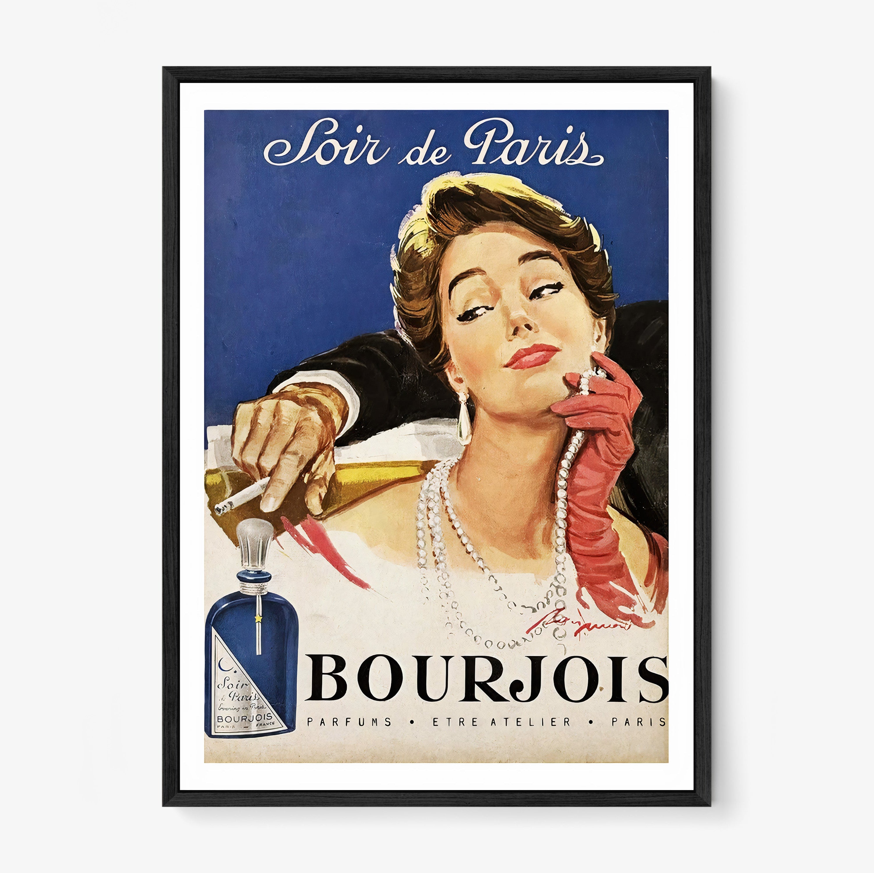 Bourjois artwork in black oak frame