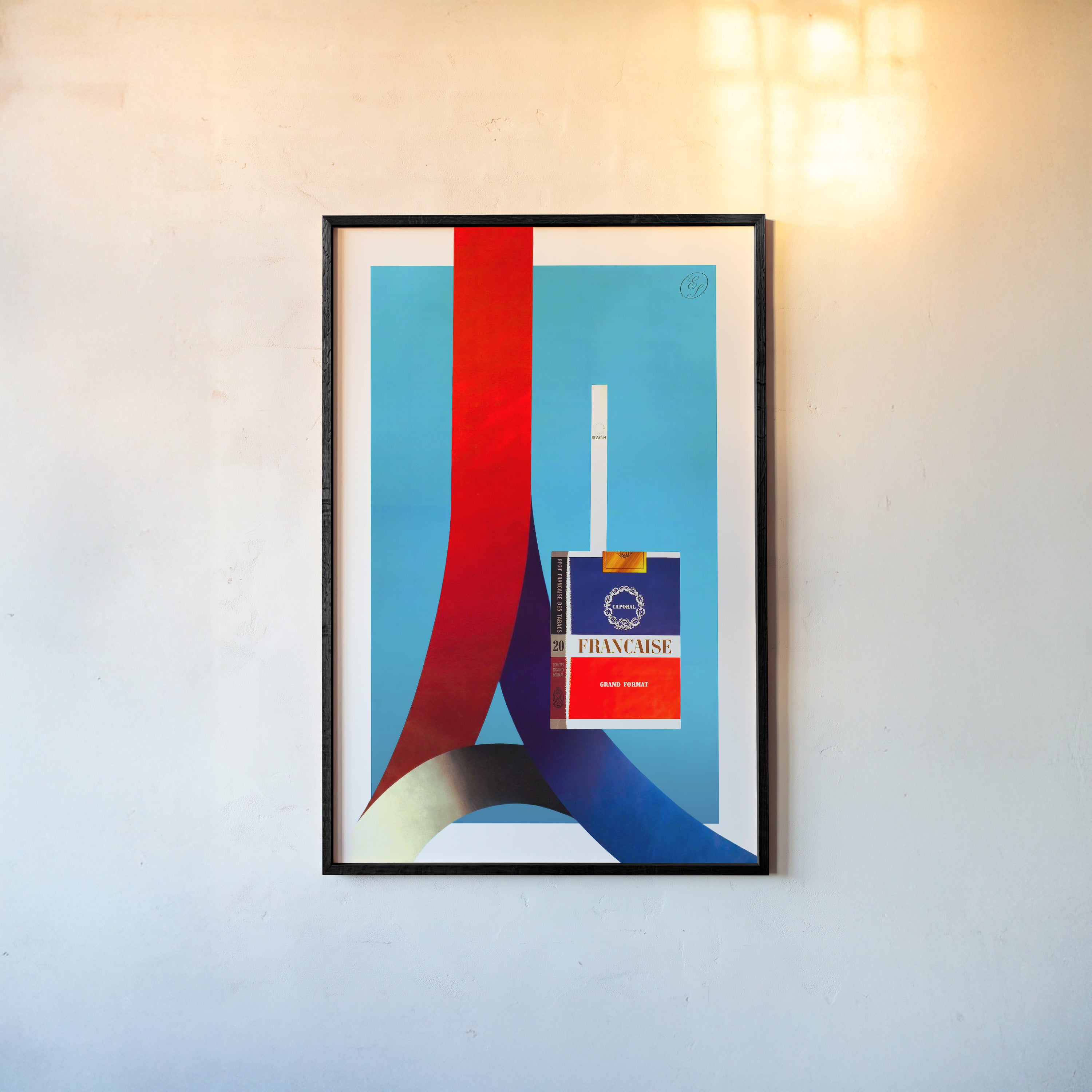 A poster features a french cigarette advertisement