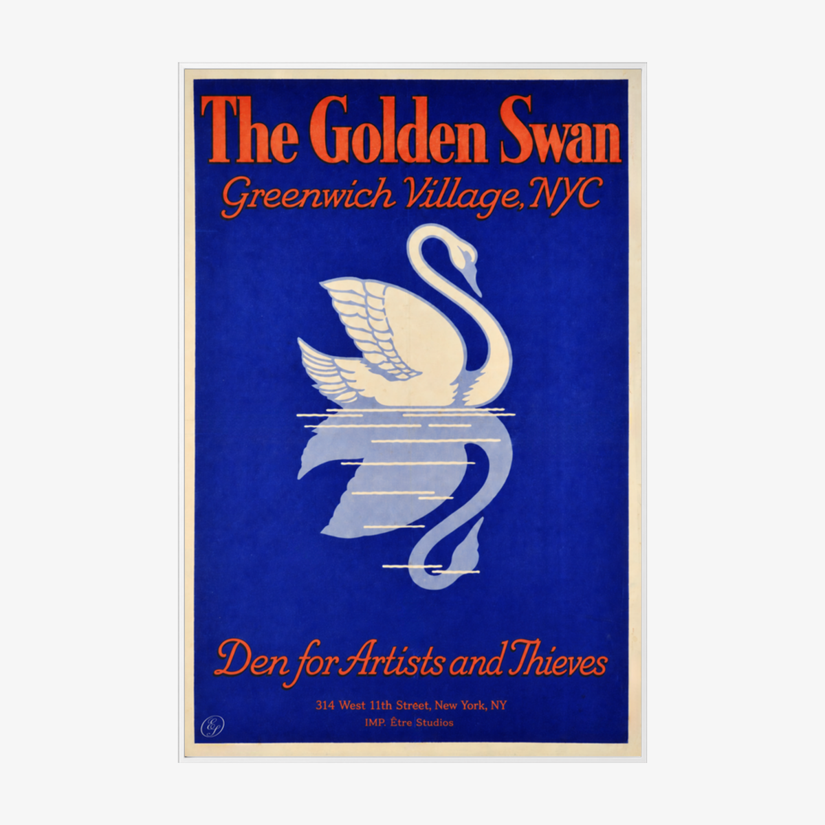Golden Swan White Metal Frame