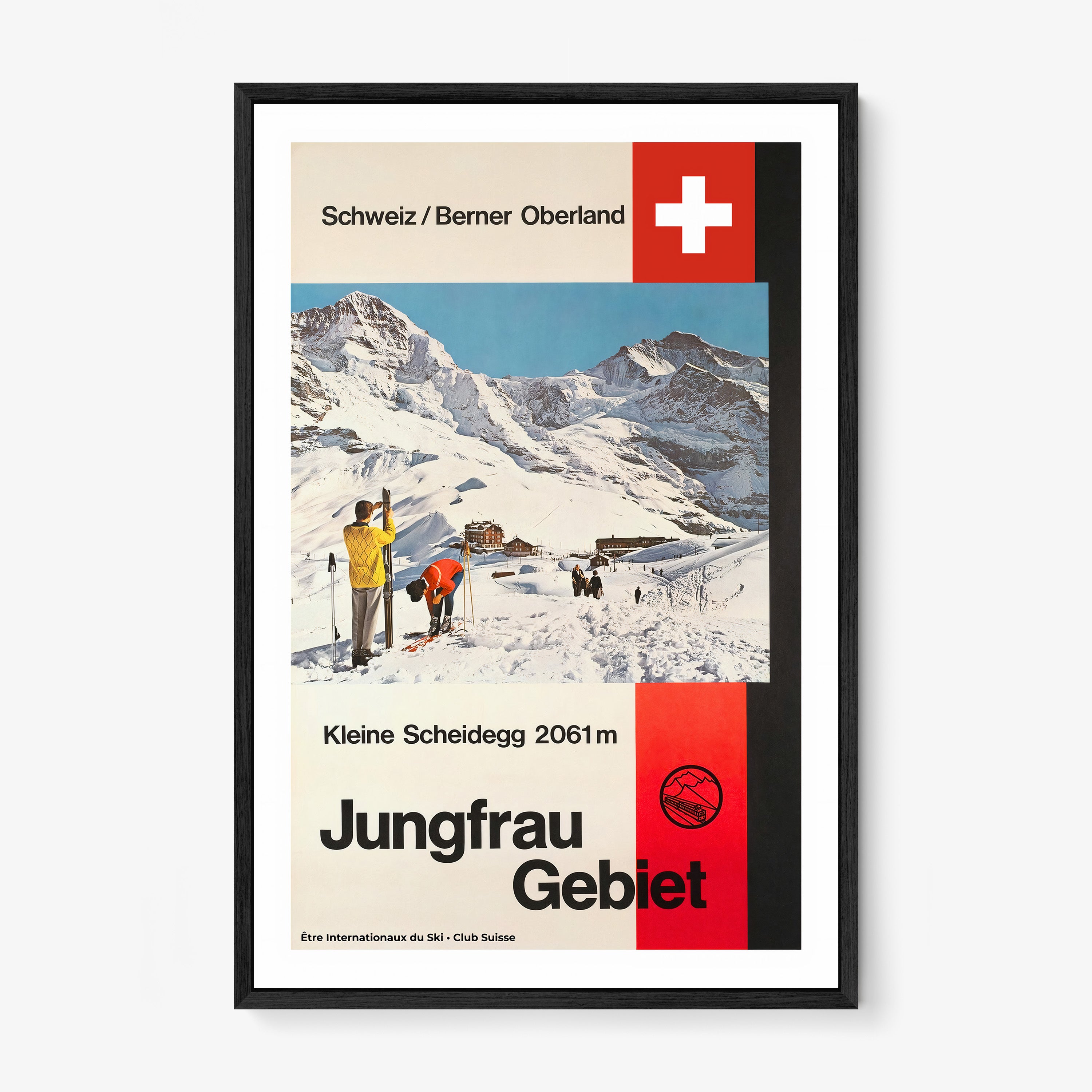 Framed poster of a Switzerland ski area named "Jungfrau Gebiet"
