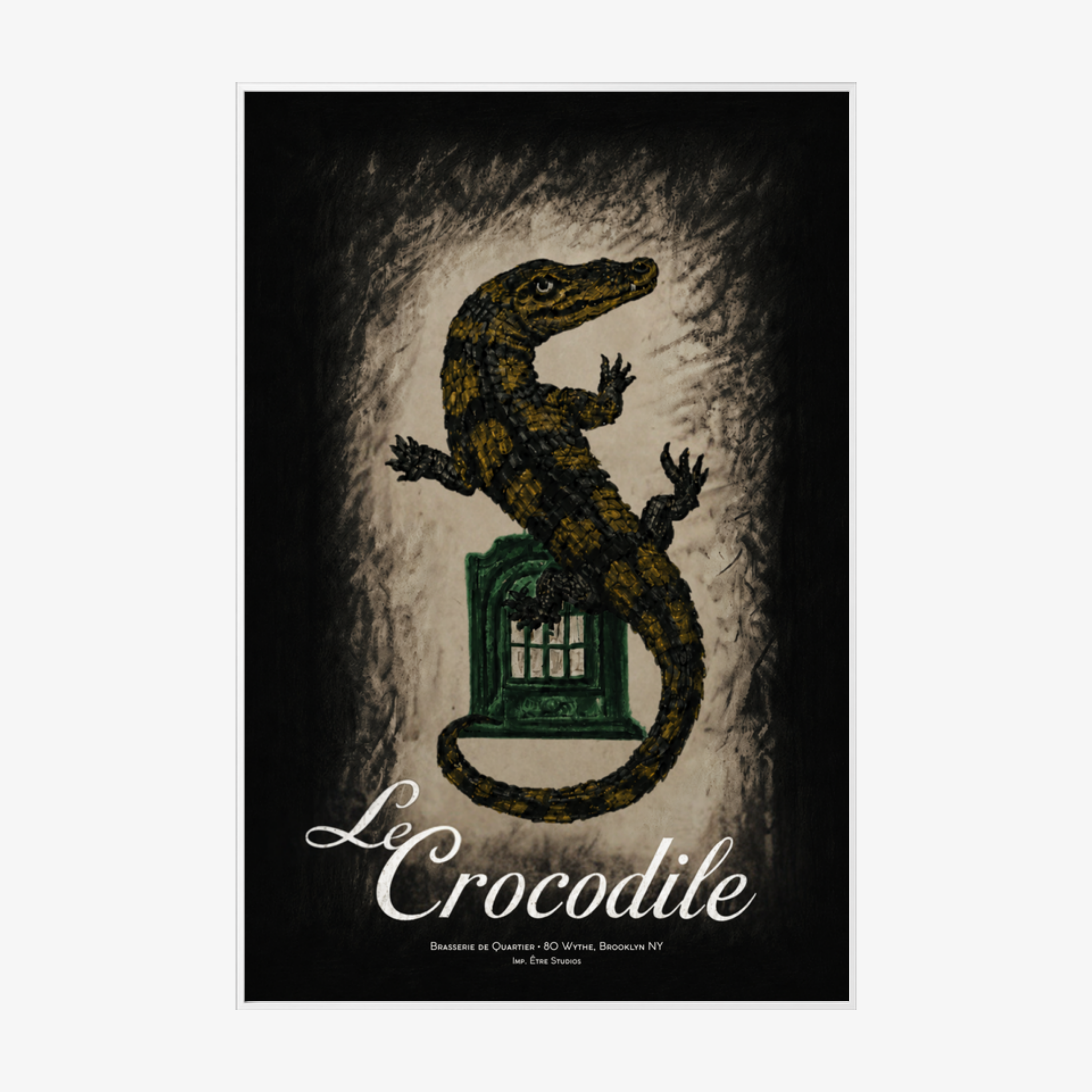 Le Crocodile White Metal Frame