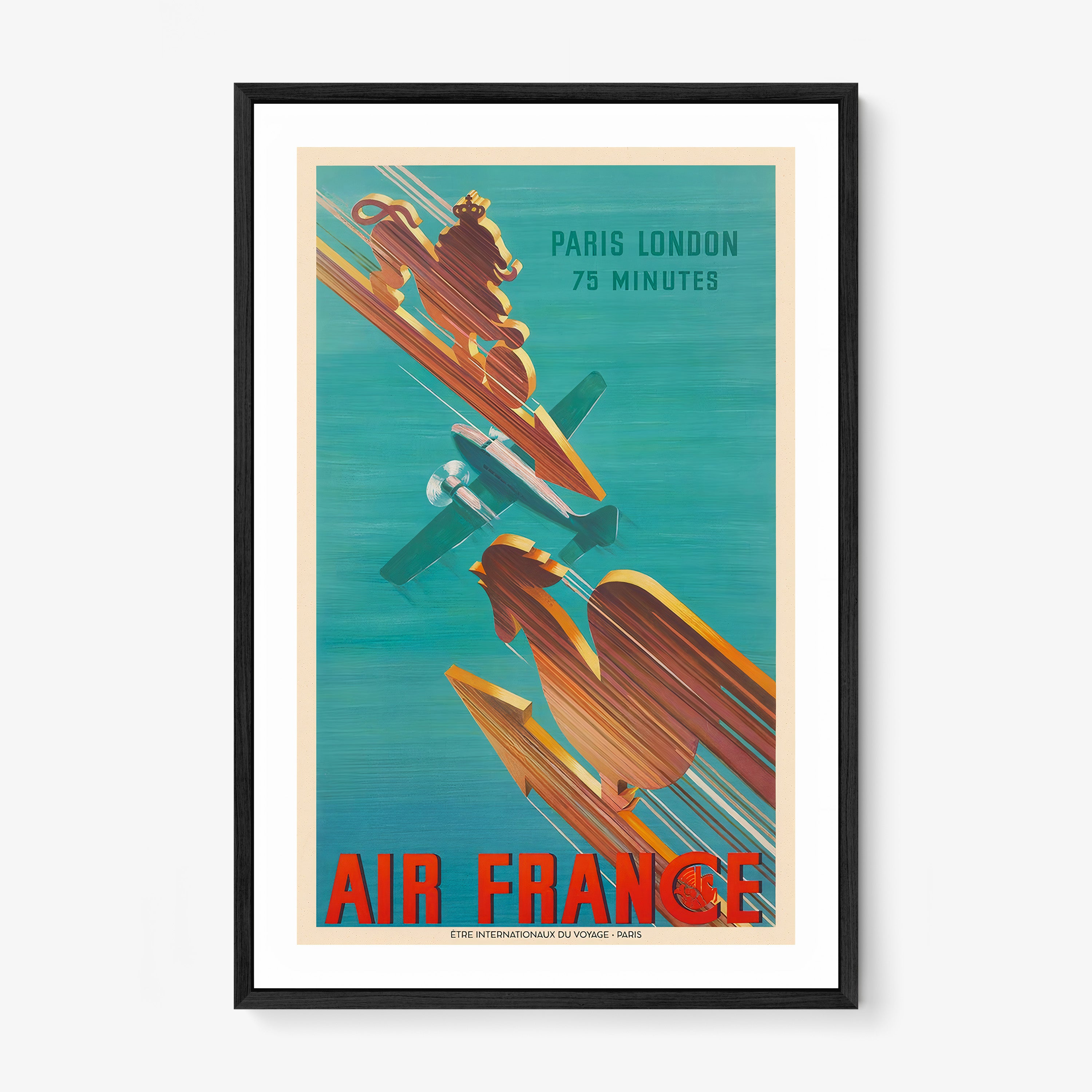 Framed Air France poster on a wall