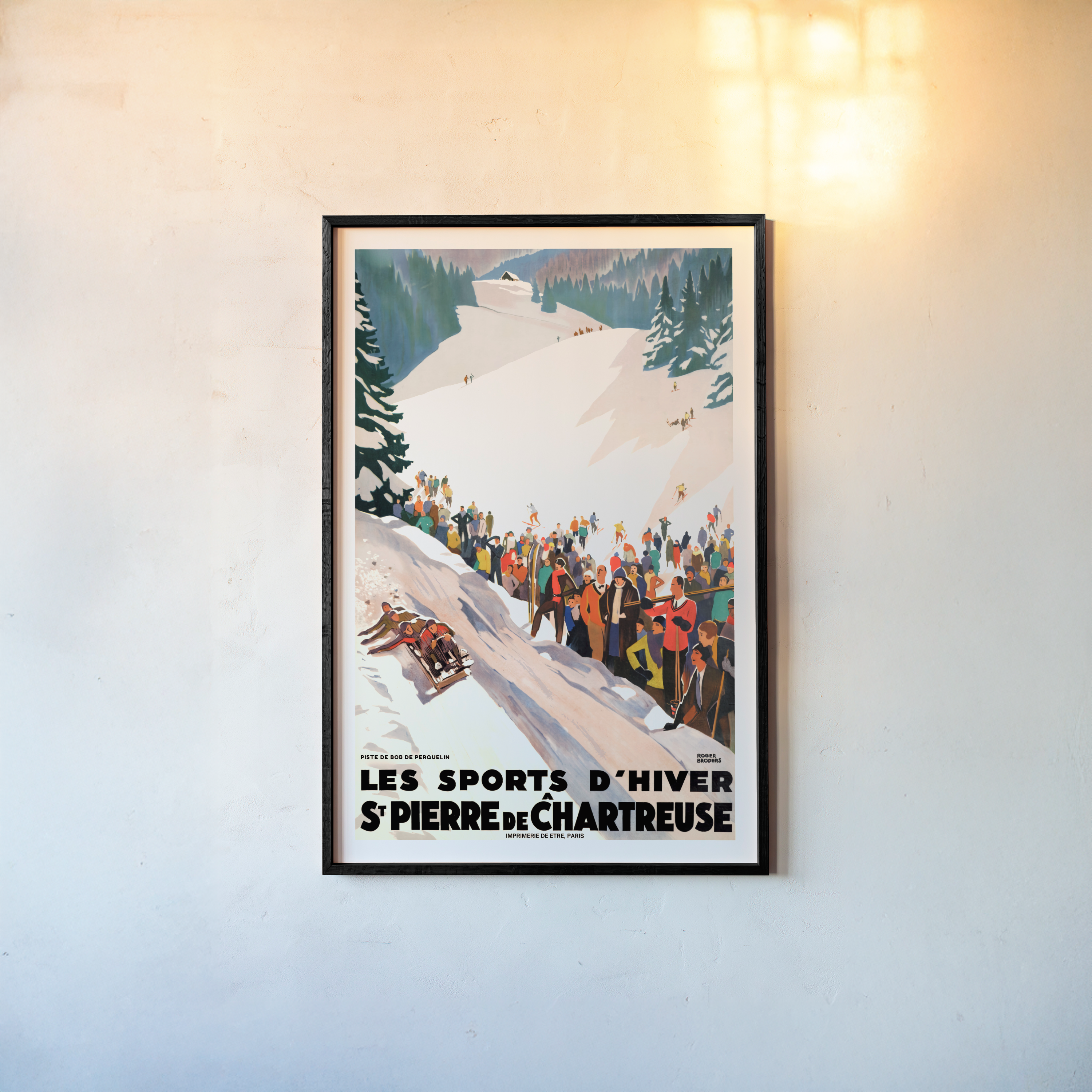 Roger Broders' vintage travel poster Sports D'Hiver Framed on Wall